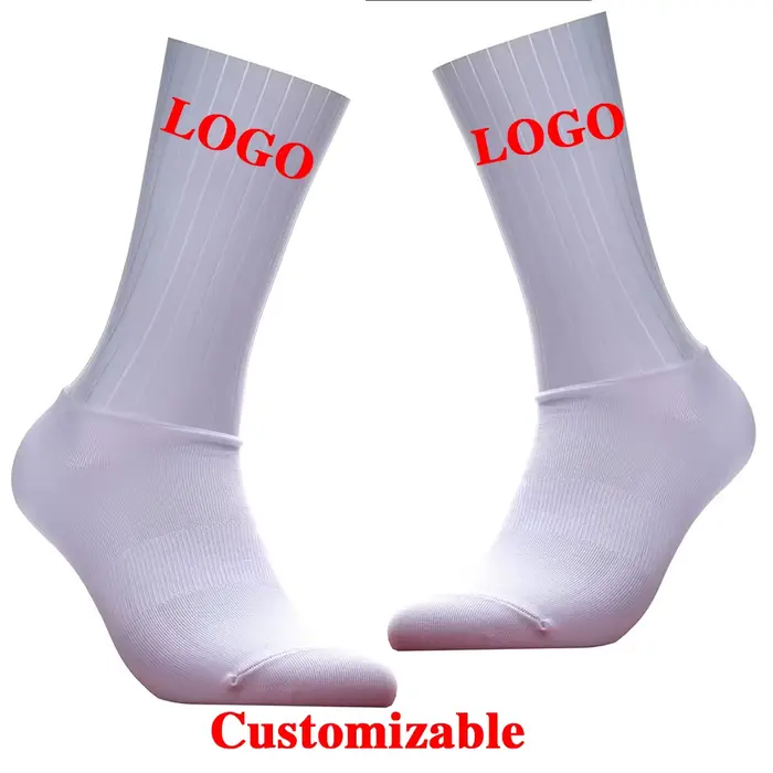 Chaussettes de cyclisme aérodynamiques personnalisables d'été anti-dérapantes en silicone pour hommes
