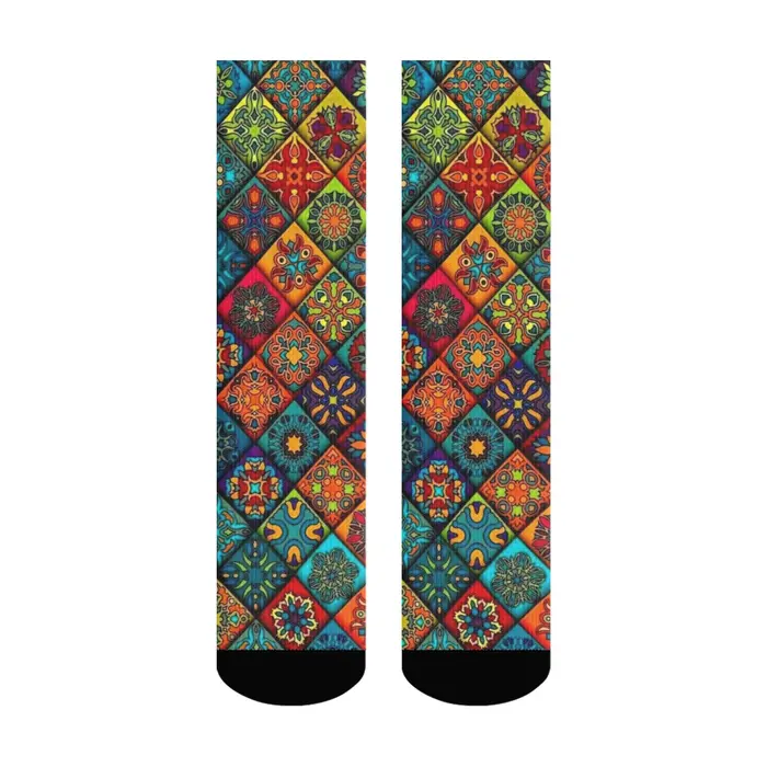Nouveauté ethnique bohème imprimé hommes chaussettes confortable respirant antidérapant chaussettes 