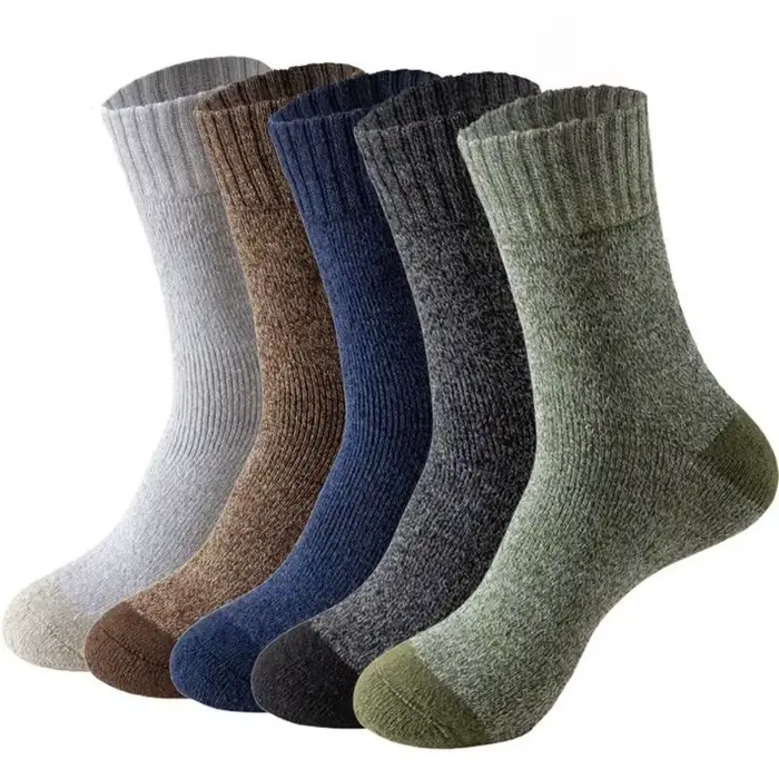 2026 nouvelles 5 paires de chaussettes en laine mérinos pour hommes, chaussettes de randonnée Super 