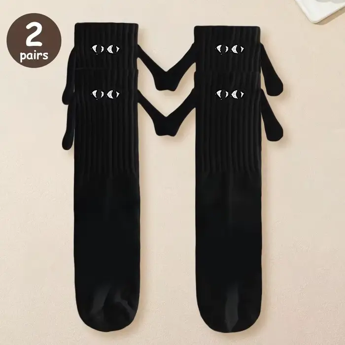 2/4/6/10 paires de chaussettes magnétiques avec mains femmes hommes mode noir blanc drôle mignon des