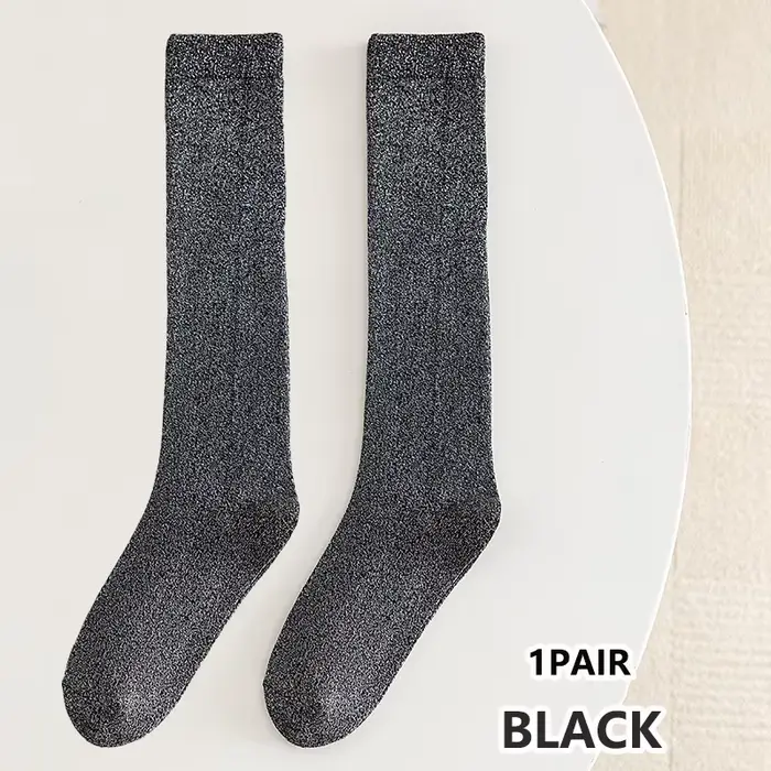 YANBIGUO 1/5 paires femmes nouveauté paillettes brillant mollet chaussettes brillant métallique déco