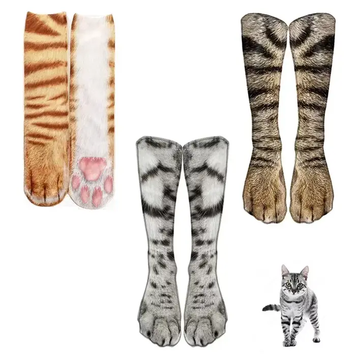 Nouveau drôle léopard tigre coton chaussettes pour femmes heureux Animal Kawaii unisexe chat
