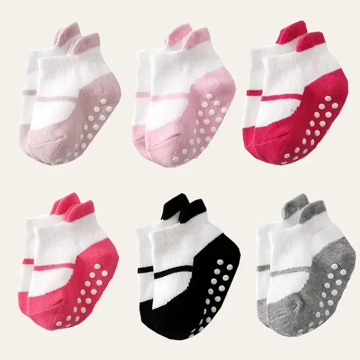 6 paires de chaussettes adhésives antidérapantes pour enfants