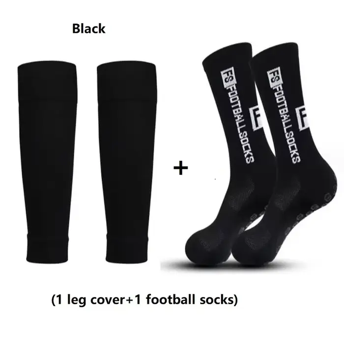 1 ensemble de chaussettes de Football FS pour hommes et femmes, couvre-jambes antidérapantes, Footba