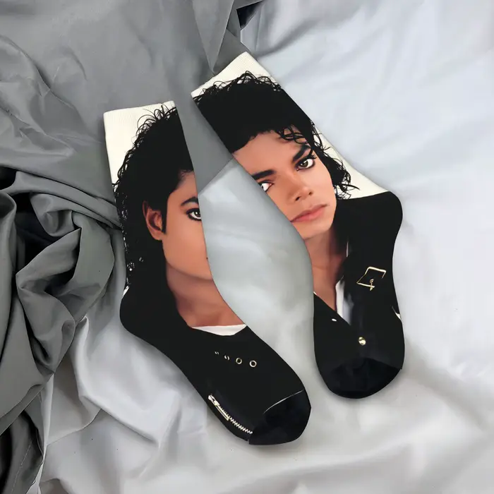 MJ King Of Pop Michael J-jackson Stockings Chaussettes gothiques personnalisées, chaussettes antidér