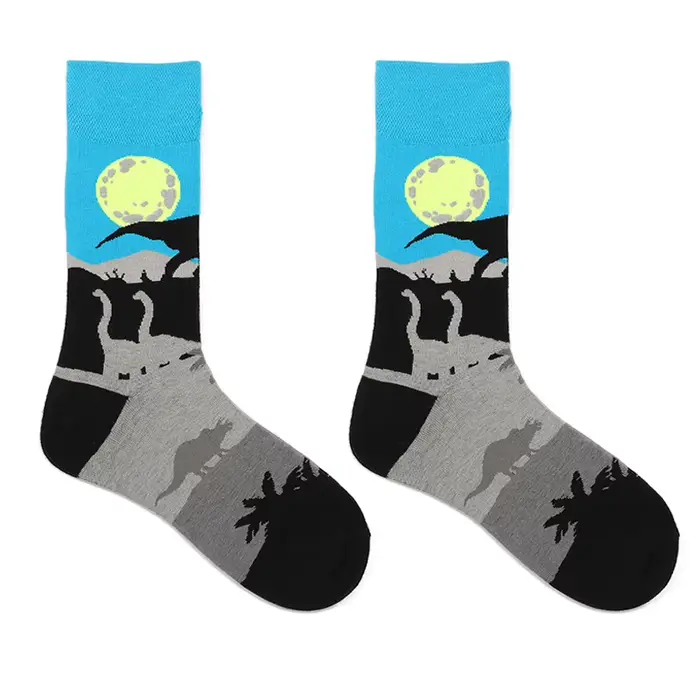 AB Cotton Causal Fashion【1 paire】 Chaussettes amusantes pour hommes, motif animaux dinosaures, chaus