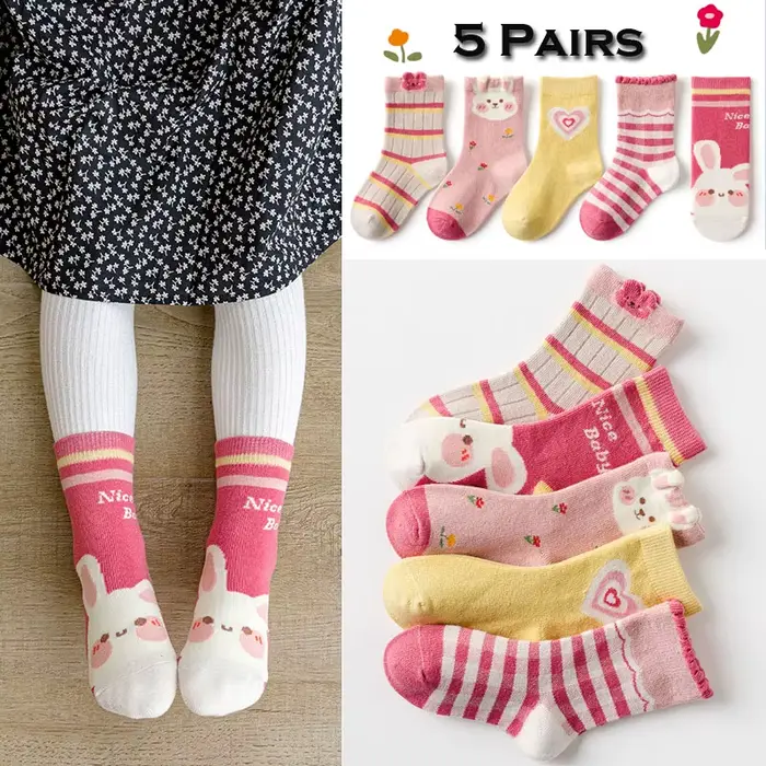 Chaussettes en coton rose pour bébés filles