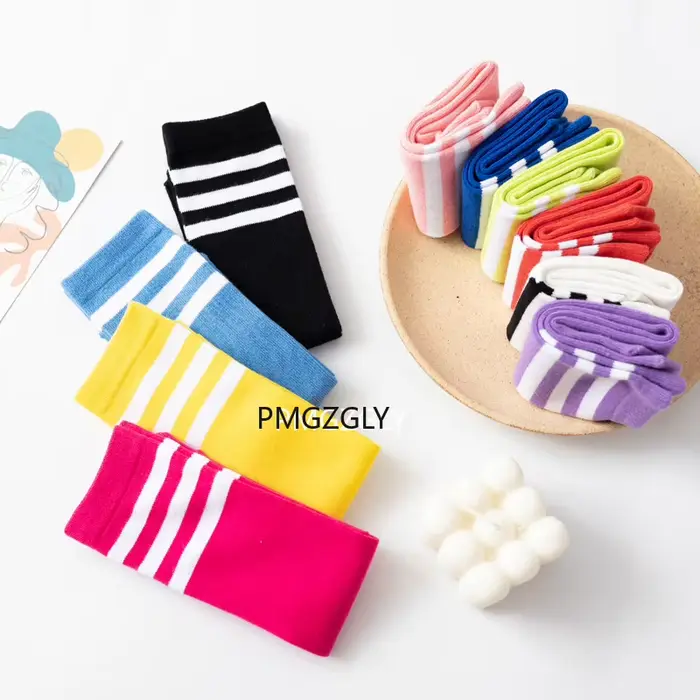Chaussettes d'automne pour enfants, bas à tube central, couleur bonbon, bas de football classiques de style collégial, tube mi-haut
