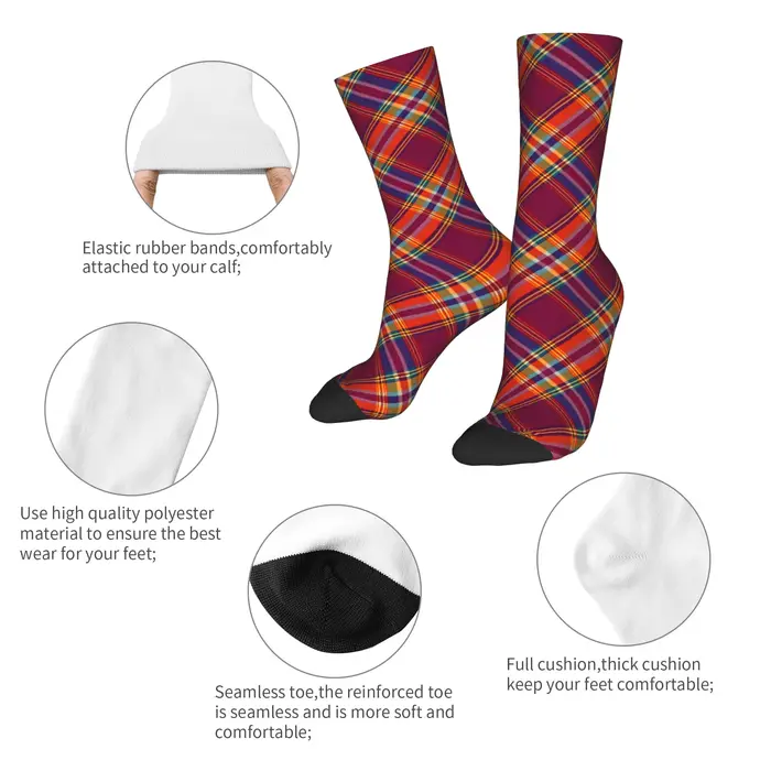 Personnalisé écossais rayures motif Tartan hommes femmes équipage chaussettes unisexe mignon Royal printemps été