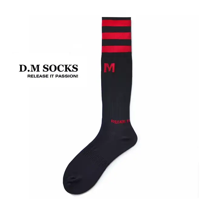 Chaussettes à tube haut à rayures à trois barres pour hommes, bas de sport confortables, football, b
