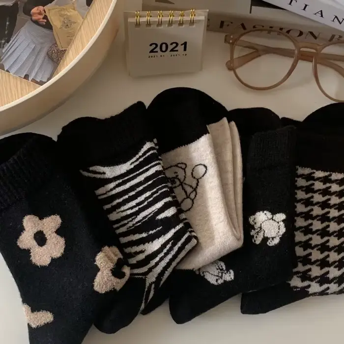 5 paires de chaussettes mi-mollet pour femmes