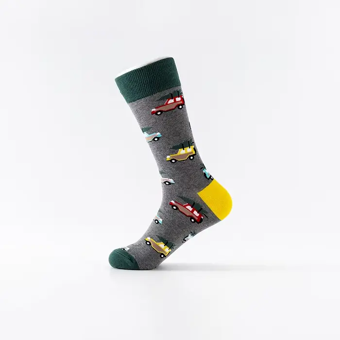 Chaussettes de marée pour hommes, motif de moto coloré, chaussettes en coton à baril moyen et haut, 