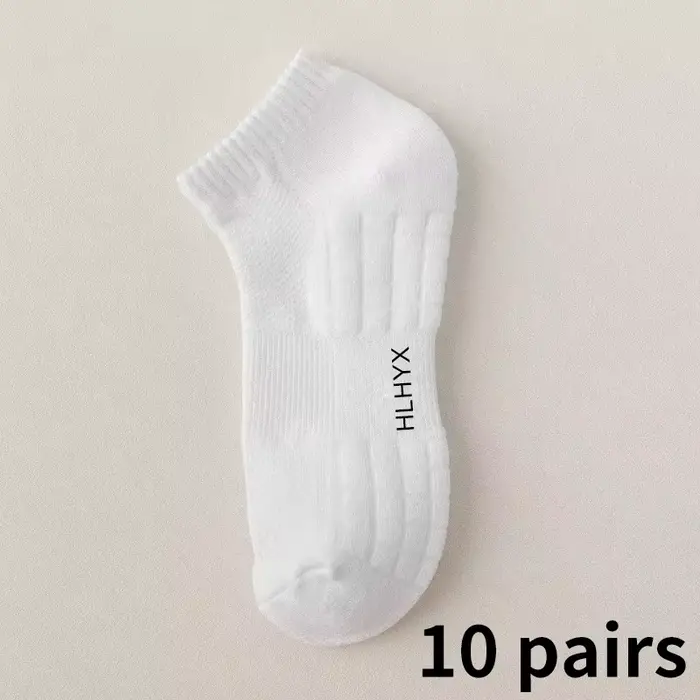 10 paires de chaussettes HLHYX pour hommes, en coton, déodorantes, avec fond en tissu éponge, mi-hau