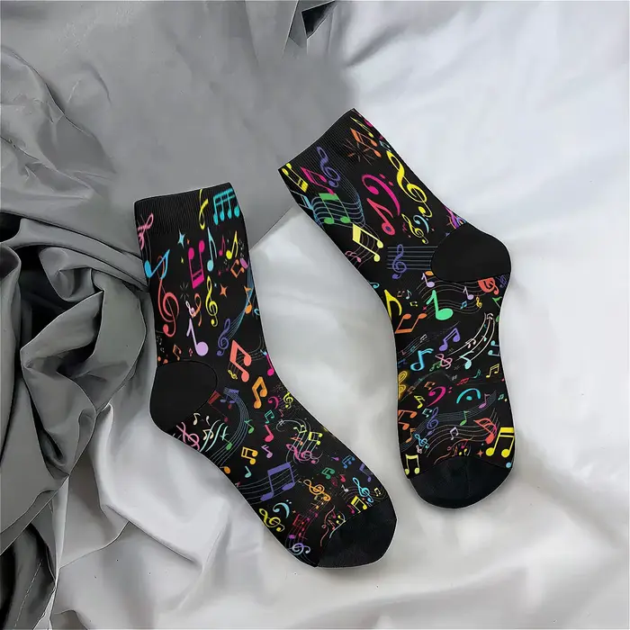 Notes de musique chaussettes Vintage rue Hip Hop nouveauté chaussettes d'équipage confortables mode 