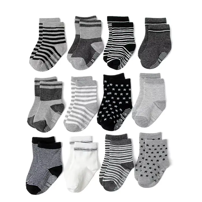 Garçons filles 12 paires coton chaussettes antidérapantes nouveau-né bébé 1-3 ans semelles antidérap