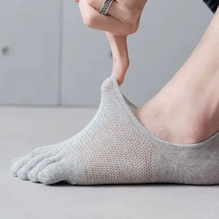 Chaussettes de sport invisibles à bouche peu profonde pour hommes, 5 doigts, coton, bateau absorbant la transpiration, mode respirante, Parker