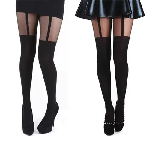 Collants porte-jarretelles sexy pour femmes, bas au-dessus du genou, porte-jarretelles noir, taille unique, mode féminine, 1 paire
