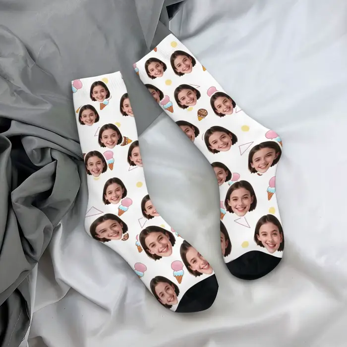 Chaussettes personnalisées en forme de visage, chaussettes unisexes personnalisées à faire soi-même,