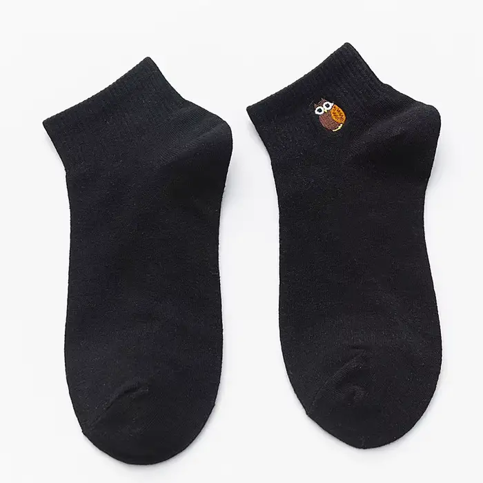Harajuku femmes chaussettes Kawaii mignon drôle broderie Animal coton chaussettes unisexe heureux dé