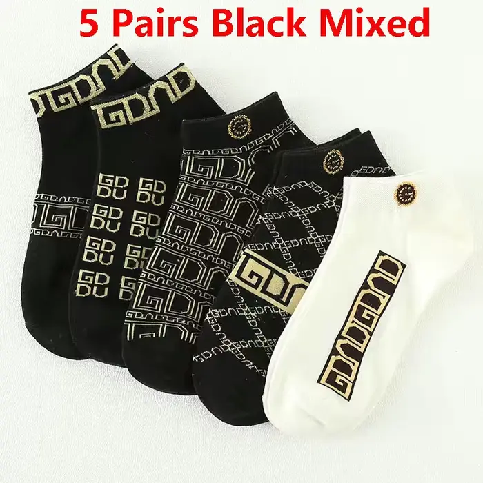 5/10/20 paires de chaussettes d'hiver pour hommes, courtes, respirantes, de luxe, marque de styliste