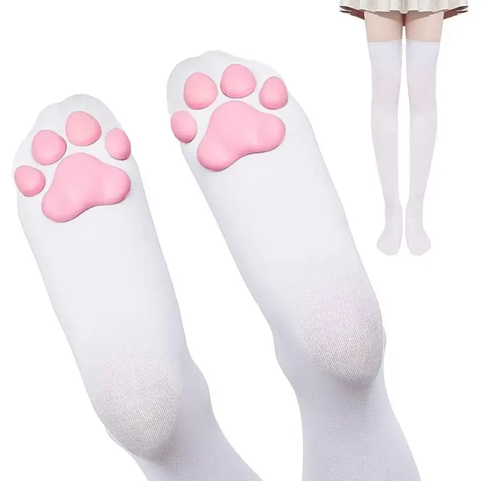 Patte de chat cuisse haute chaussettes Golves ensemble manches mignon doux 3D orteil haricots bas mi