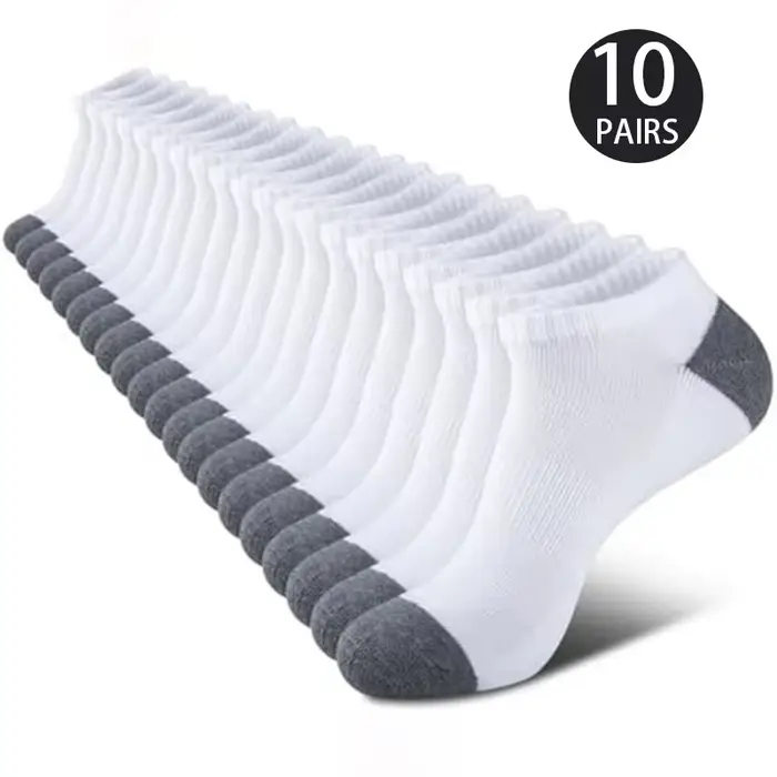 10 paires de chaussettes confortables et respirantes, absorbant la sueur, anti-odeur, coupe basse, c