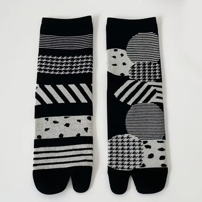 Chaussettes Jacquard colorées à deux orteils pour femmes, en coton peigné, douces et respirantes, à 