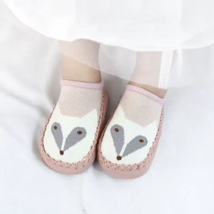 Chaussettes pour bébé, pantoufles avec semelles en caoutchouc, pour fille et garçon, nouveau-né, cha