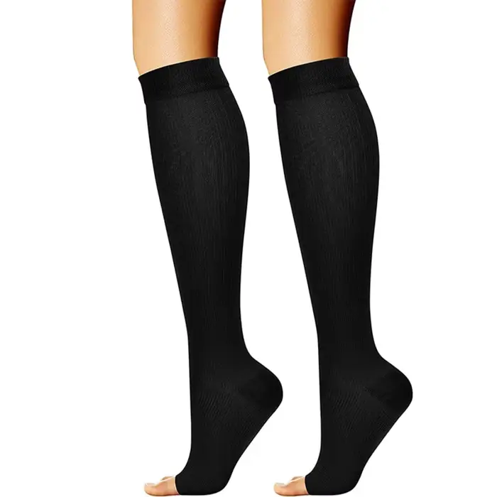 Bas de Compression de mollet pour hommes et femmes, bas à pression graduée, élastiques, bout ouvert,