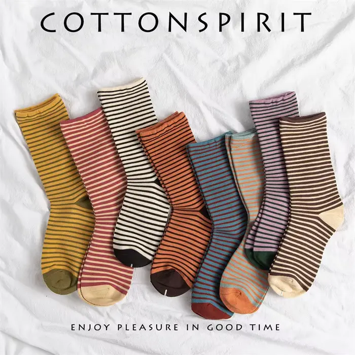 Chaussettes françaises Vintage en coton rayé pour femmes, mode décontractée, confortables, automne hiver, Style collège, cadeaux Soxs