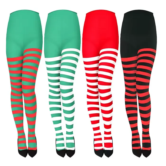 Collants rayés de noël pour femmes