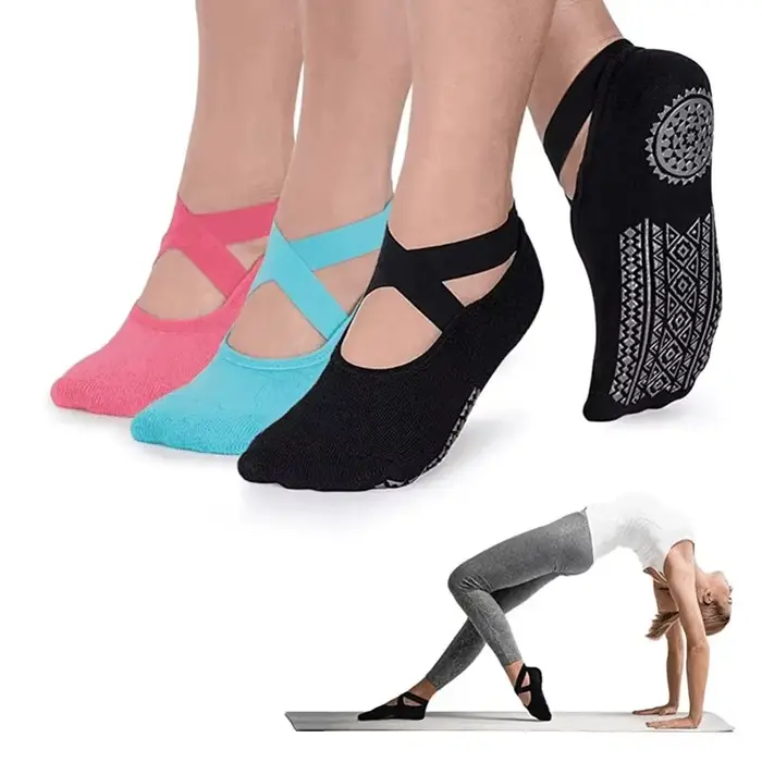 Chaussettes de Pilates coordonnantes en coton respirant pour femmes