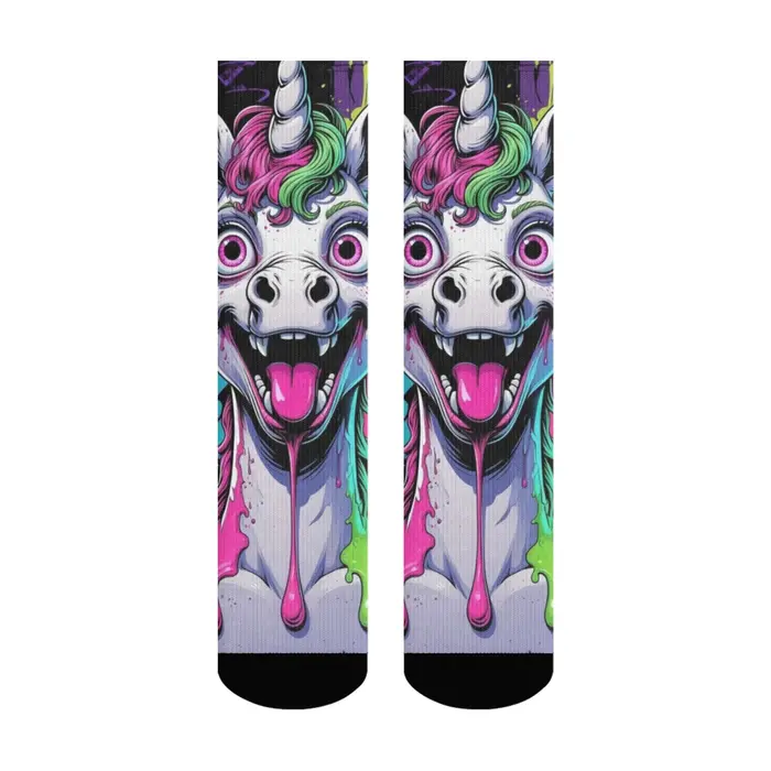 Street Graffiti Licorne Hip-Hop Chaussettes Style Harajuku Nouveauté Chaussettes pour hommes drôles 