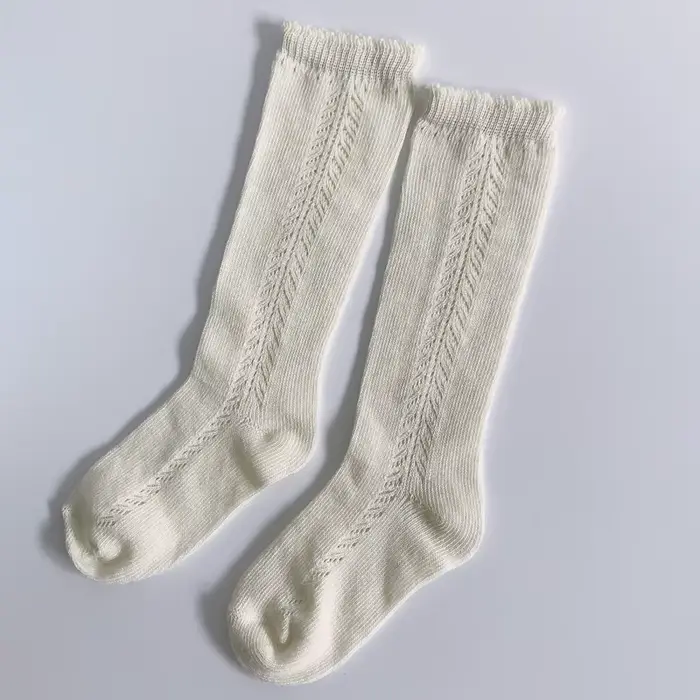 1 paire 100% coton enfants chaussettes hautes bébé filles garçons printemps automne coton maille res
