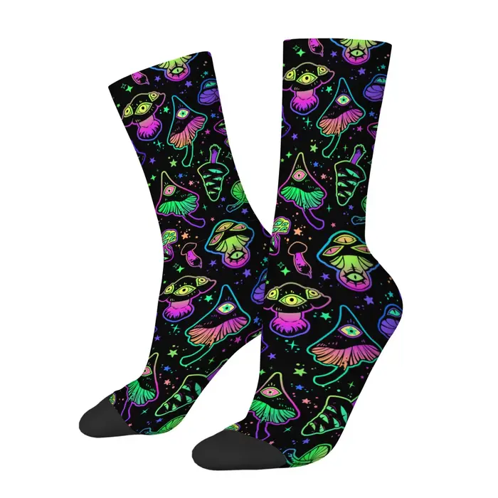 Chaussettes néon motif champignon démon