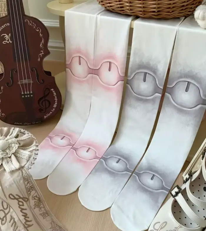 Nouvelles chaussettes japonaises Lolita pour femmes, collants gothiques en velours imprimé 80D, doux