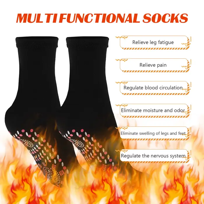 4 paires de chaussettes de massage thermiques, chauffe-pieds chauds pour l'hiver, en coton respirant