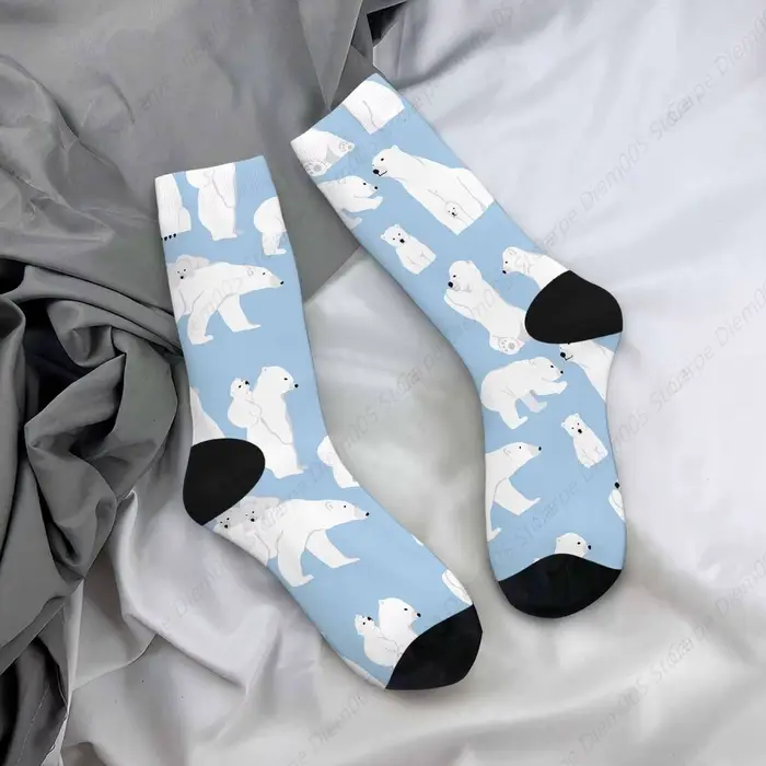 Chaussettes en coton ours polaire pour hommes et femmes, chaussettes provoqué amusantes, design elin