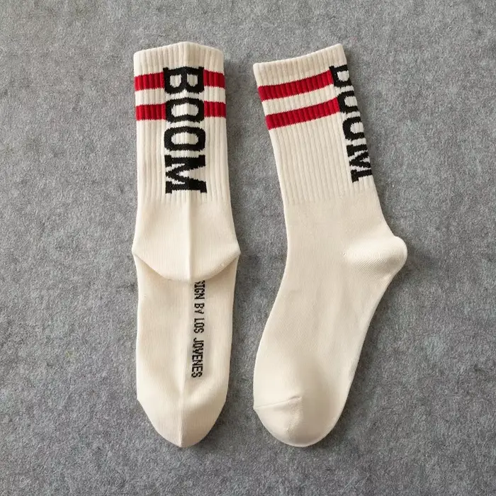 Tide marque chaussettes mâle lettre BOOM Tube chaussettes femme marée européenne et américaine Stree