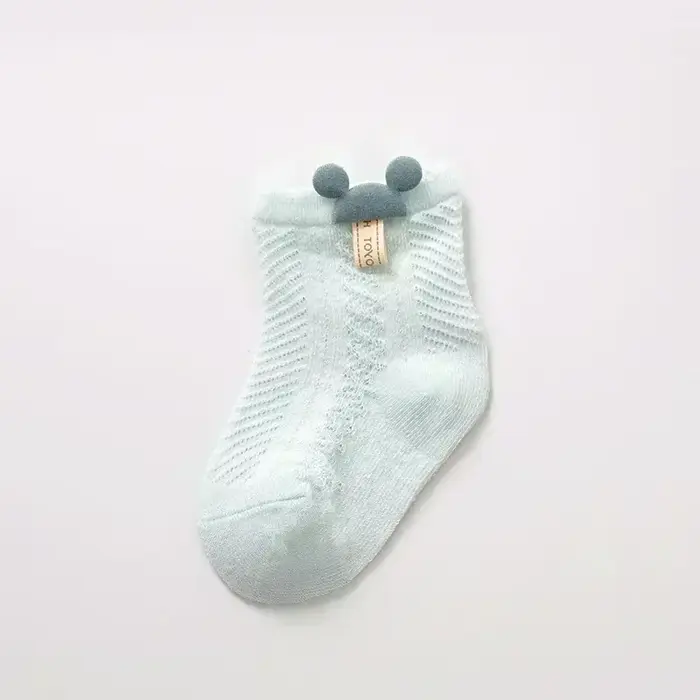 Chaussettes en Maille Respirante pour Bébé de 0 à 2 Ans, Accessoire Décoratif à Oreilles Rondes pour