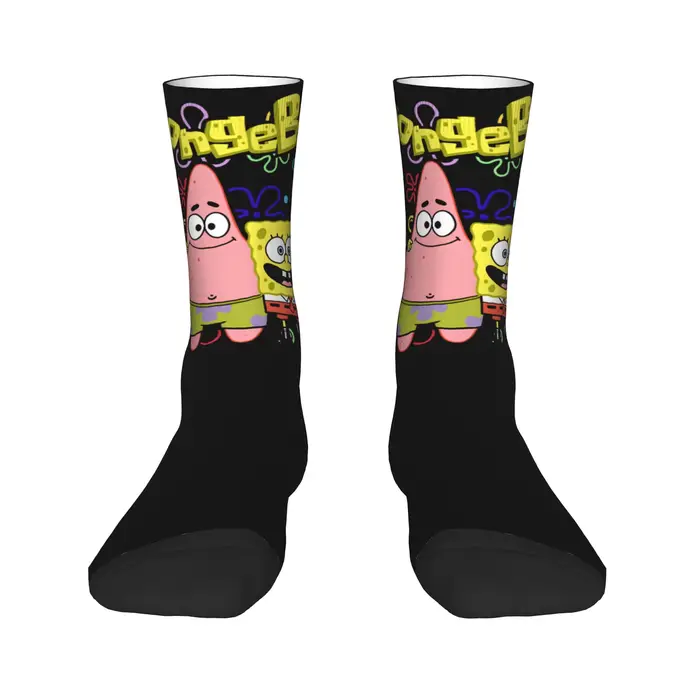 Chaussettes pour femmes et hommes, chaussettes Spongebob, chaussettes amusantes et confortables pour l'automne, chaussettes de sport antidérapantes