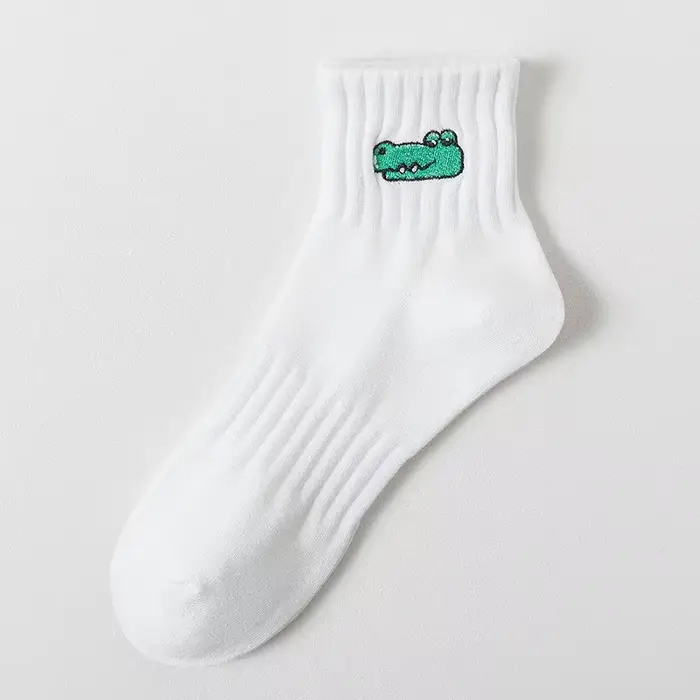 Broderie Aartoon animaux quotidien cheville chaussette hommes coton chaussettes courtes printemps ét