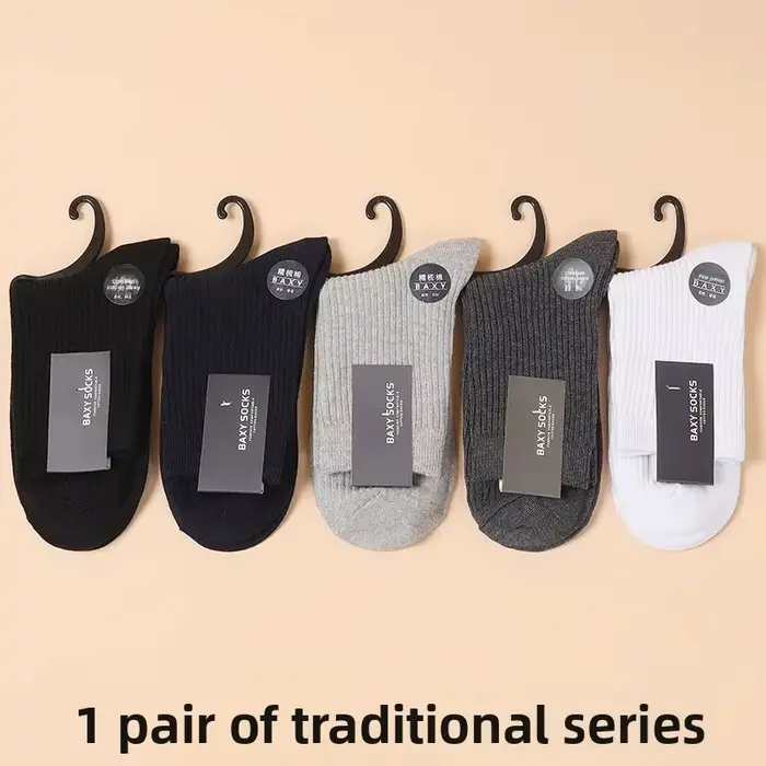 Chaussettes mi-hautes pour hommes, printemps-automne, 100% coton, absorbantes, anti-odeur, respirant