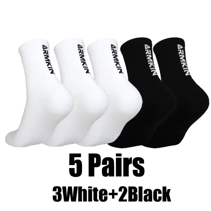 ARMKIN 5 paires hommes chaussettes couleur blanc/noir haute qualité femmes Sport chaussettes coton e