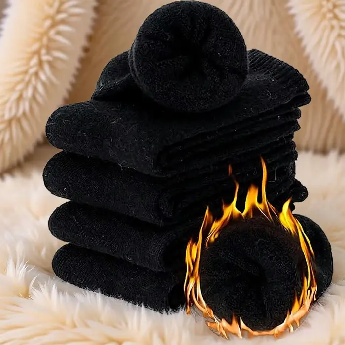5 paires de chaussettes d'hiver noires pour hommes