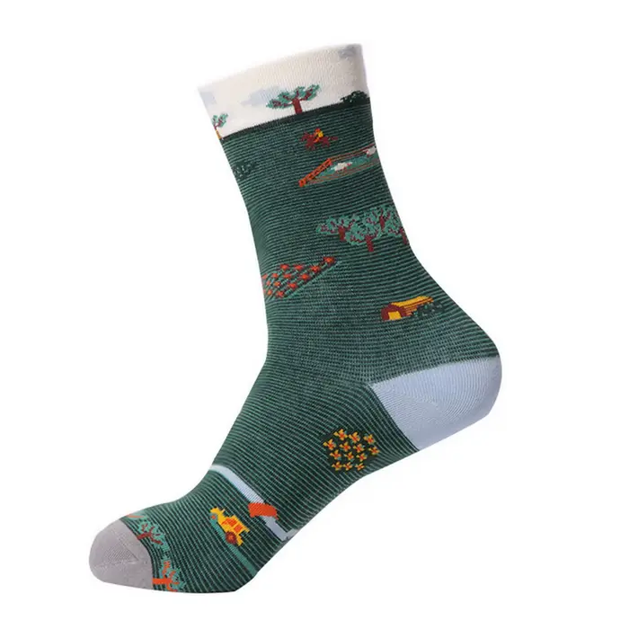 Chaussettes mi-tube peinture à l'huile française pour hommes et femmes, chaussettes littéraires, rét