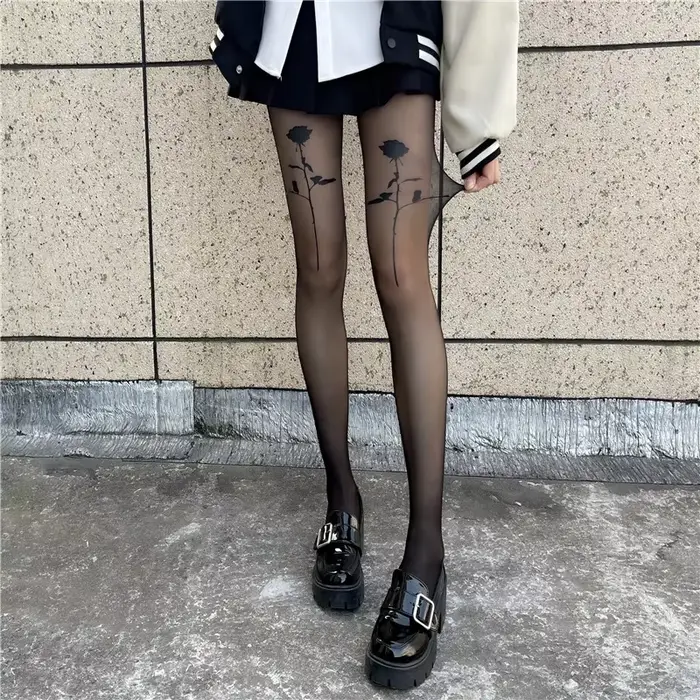 Nouveau Rose fleur collants femmes sensation Ultra-mince velours coupe arbitraire collants Anti-croc