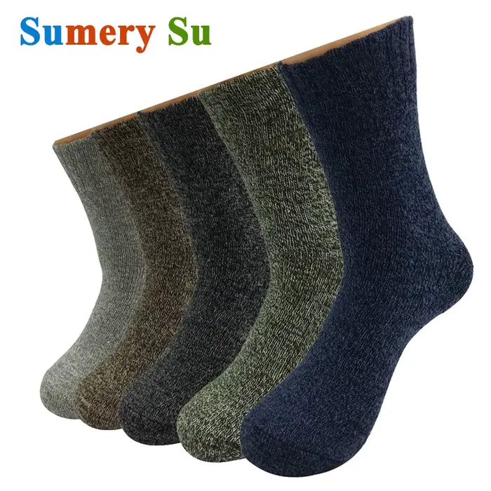 5 paires/lot chaussettes en laine hommes hiver chaud cachemire confortable longue équipage décontracté bohème chaussette mâle cadeau pour mari père 4 Styles