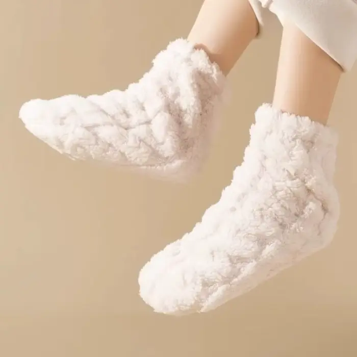 Hiver plus chaud pieds bas pour femmes hommes en peluche maison sommeil sol longue chaussette chaud 