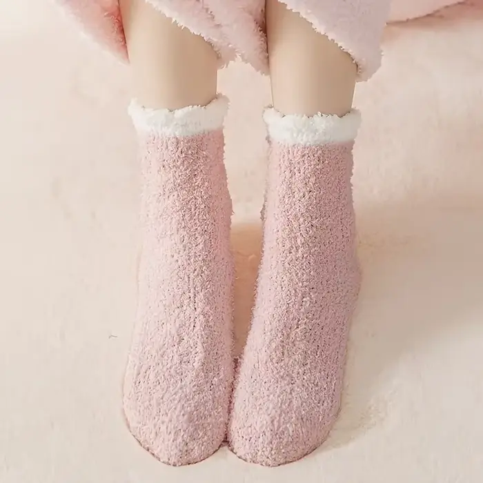 5 paires de chaussettes épaisses en molleton de corail pour femmes, manches moyennes, confortables et chaudes, chaussettes d'hiver, chaussettes de sol